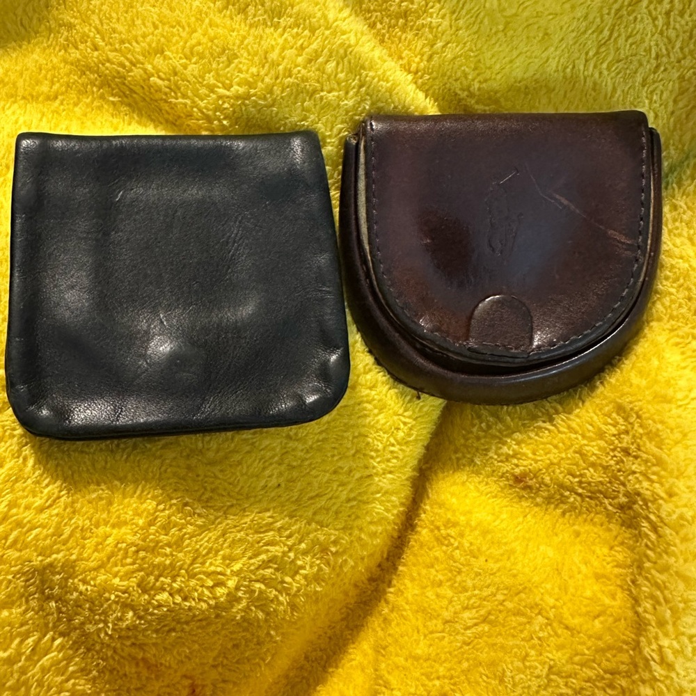 Polo by Ralph Lauren Brown leather wallet 
Black no brand but also leather